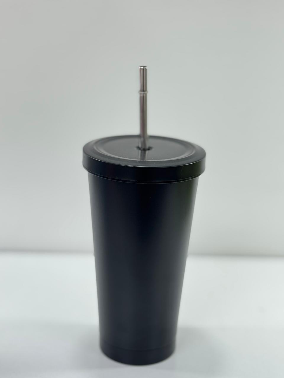 Tumbler with metal straw