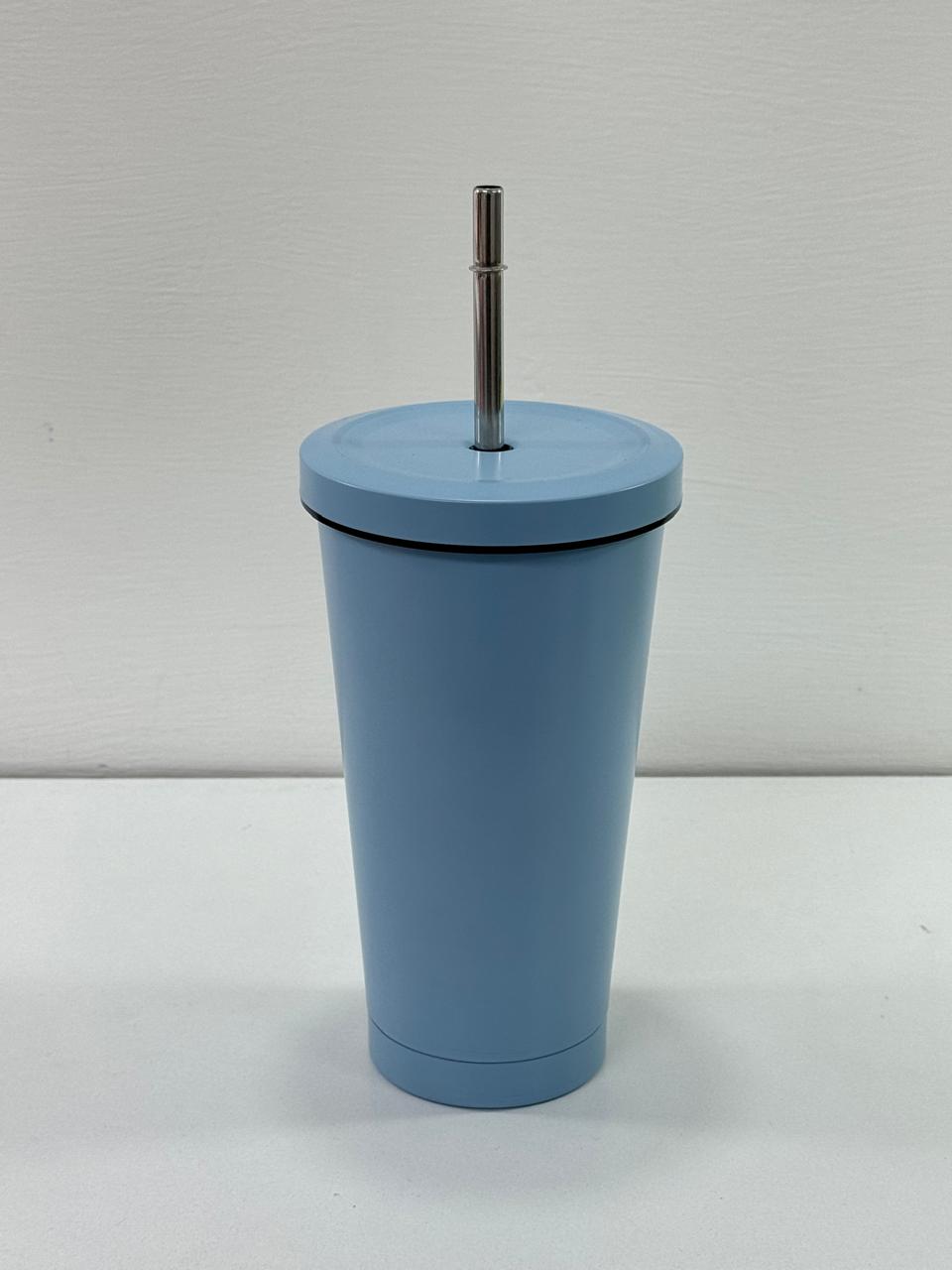 Tumbler with metal straw