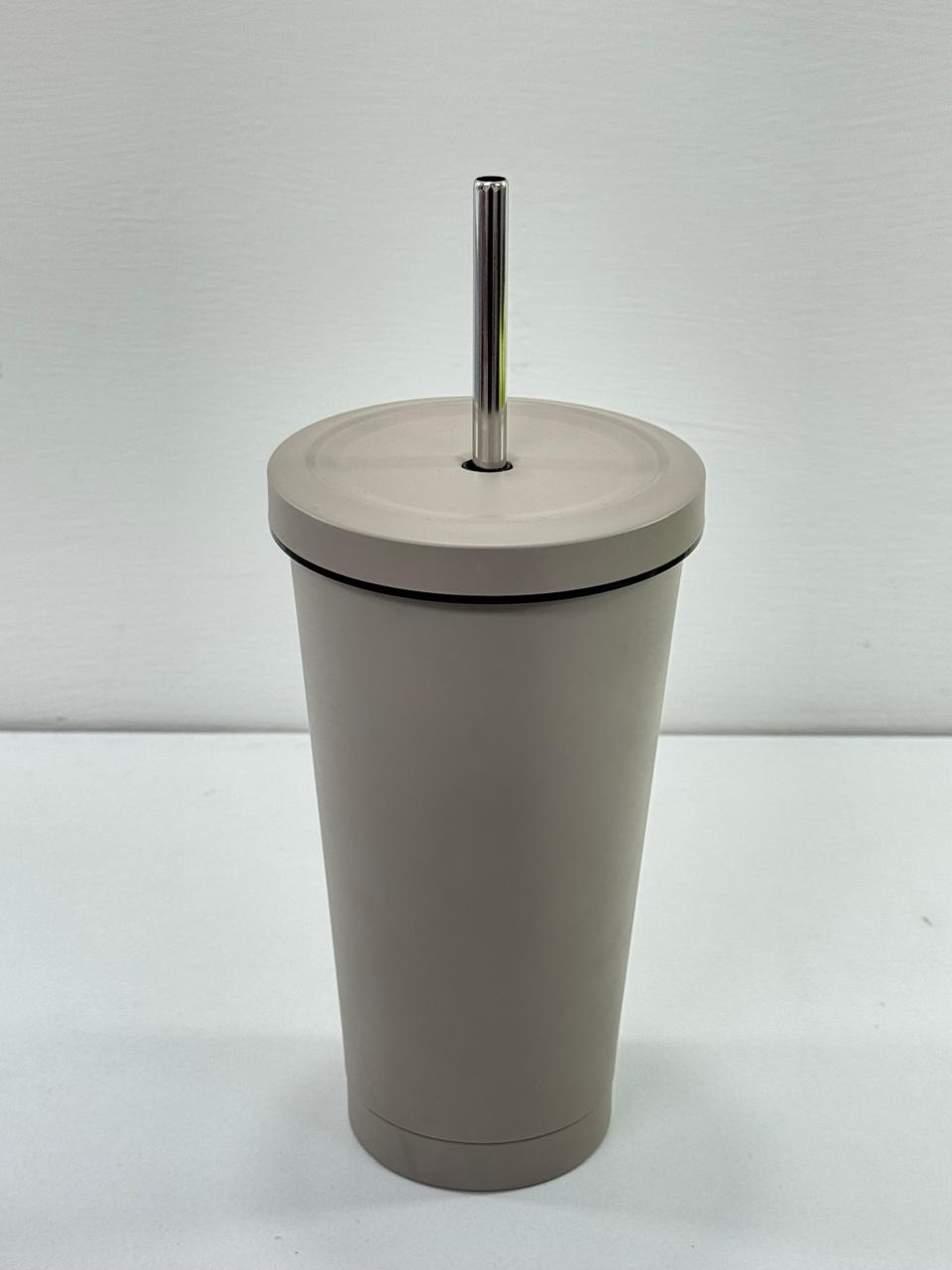 Tumbler with metal straw