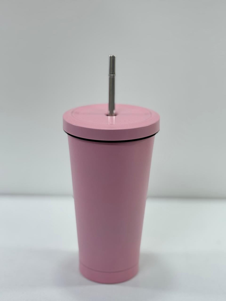 Tumbler with metal straw