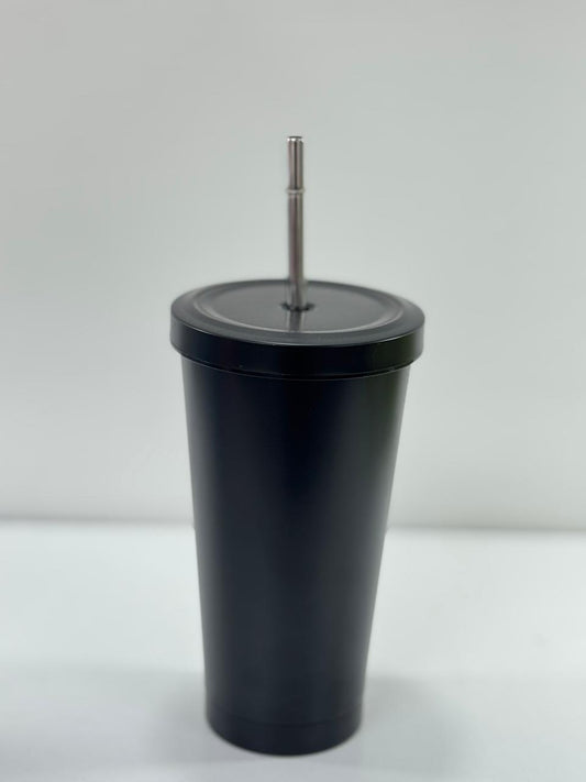 Tumbler with metal straw